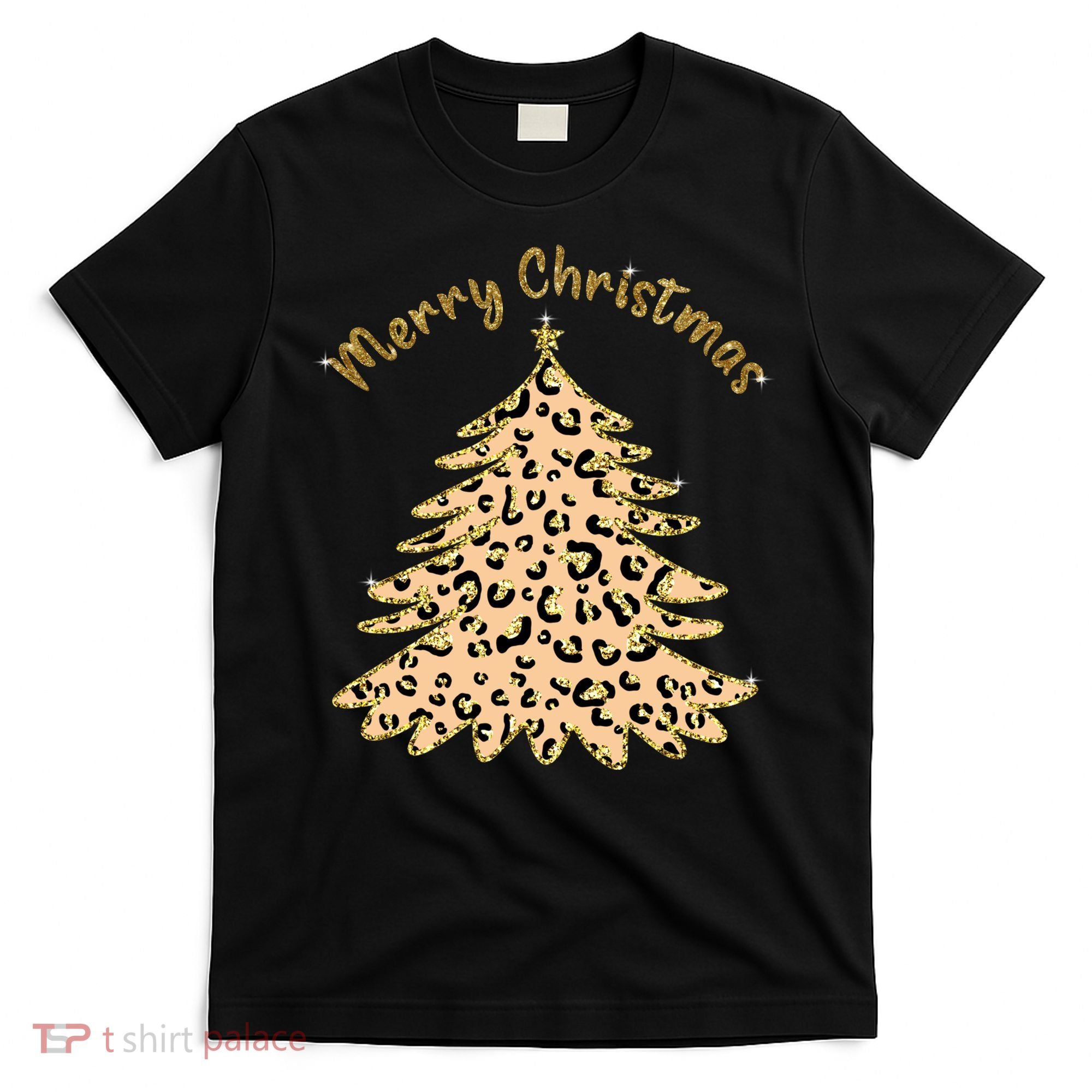 Merry Christmas Leopard Tree Holiday T-Shirt