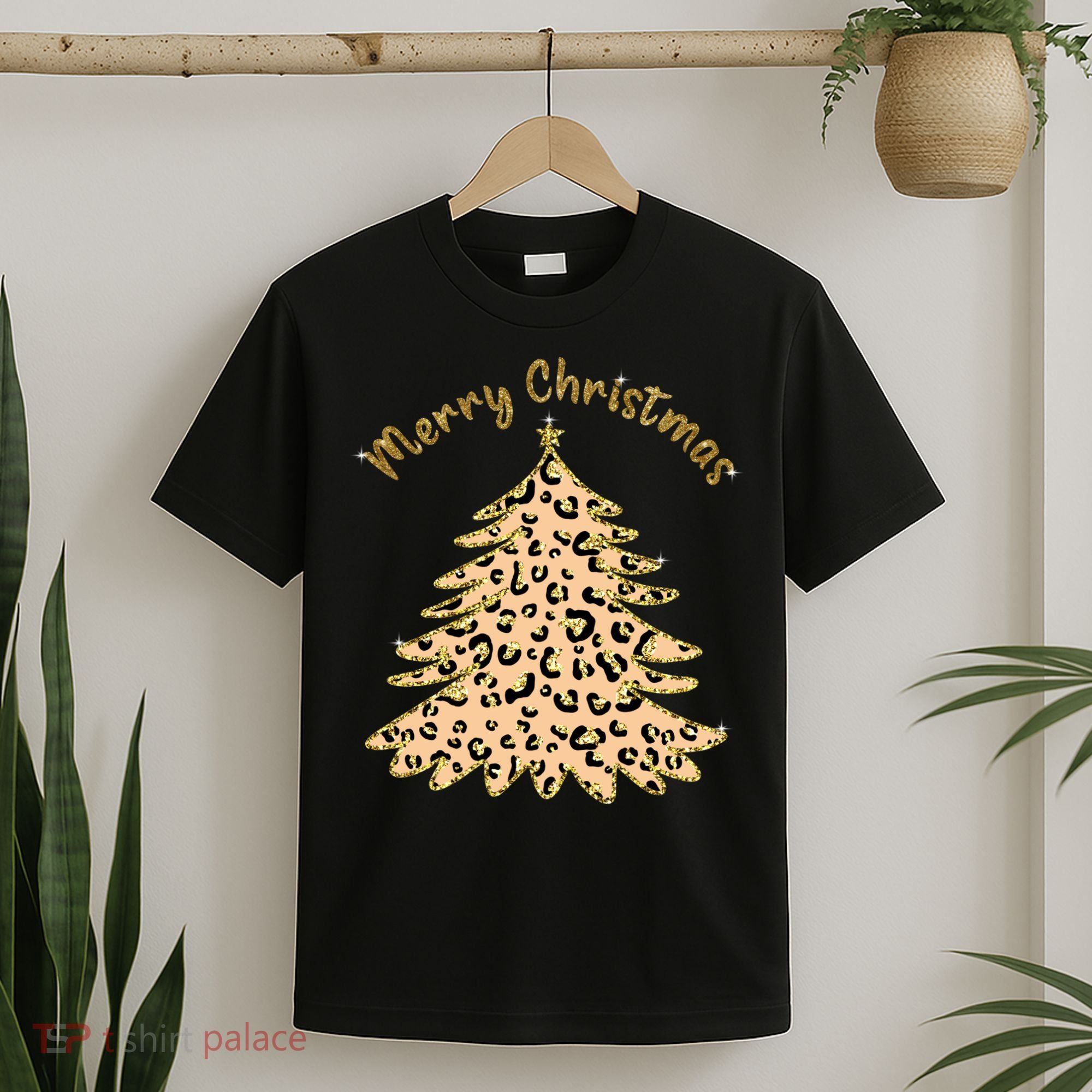 Merry Christmas Leopard Tree Holiday T-Shirt