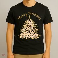 Merry Christmas Leopard Tree Holiday T-Shirt thumb 3