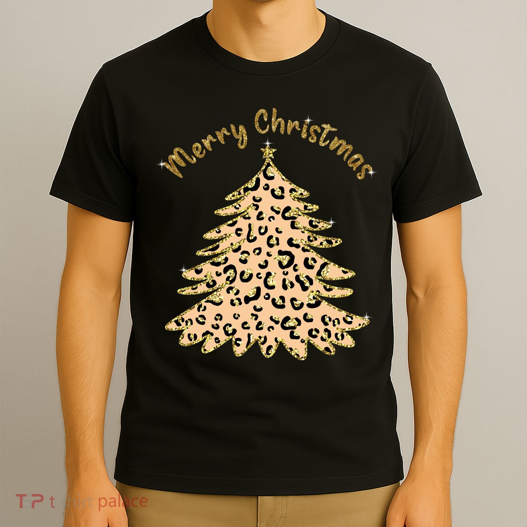 Merry Christmas Leopard Tree Holiday T-Shirt