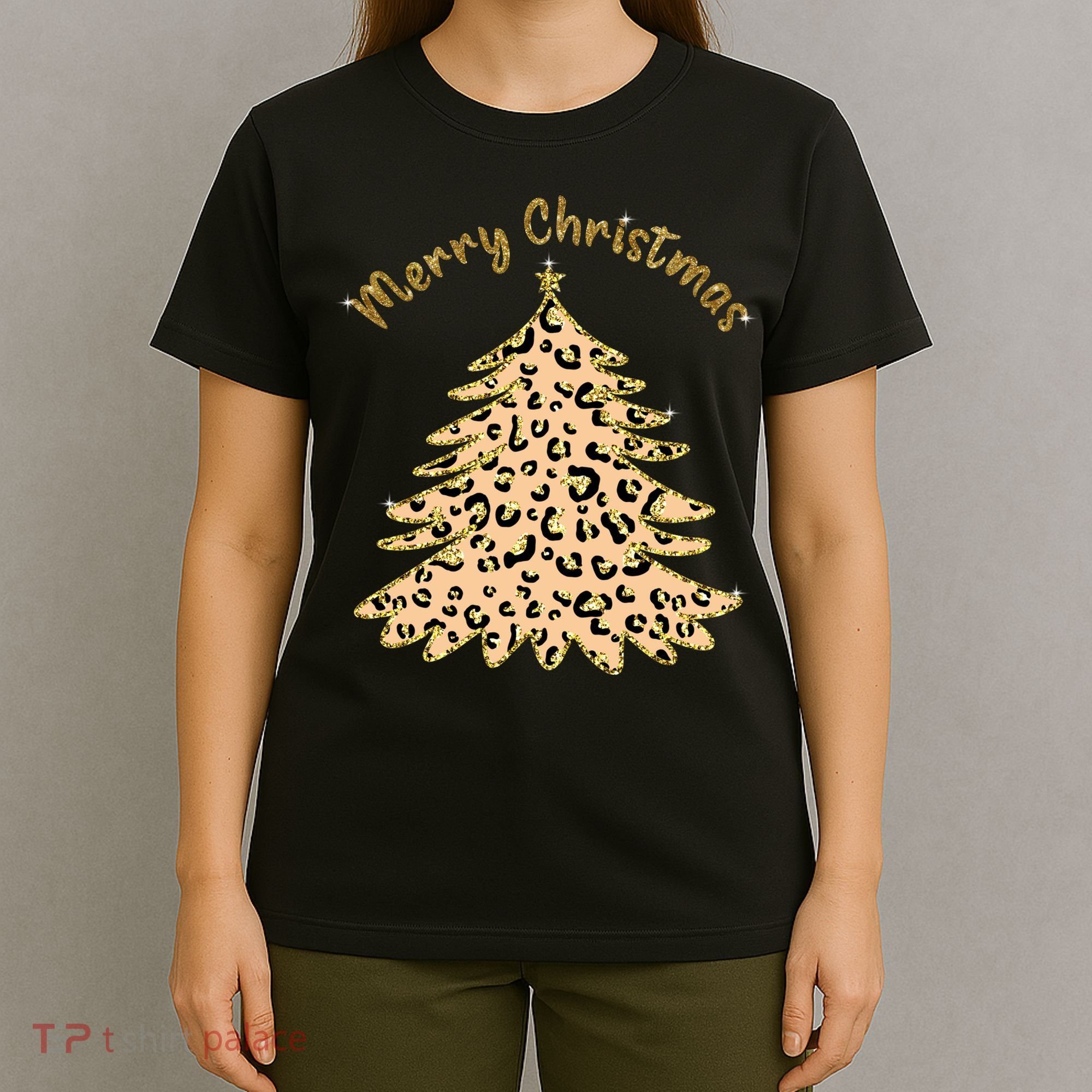 Merry Christmas Leopard Tree Holiday T-Shirt