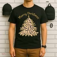 Merry Christmas Leopard Tree Holiday T-Shirt thumb 6