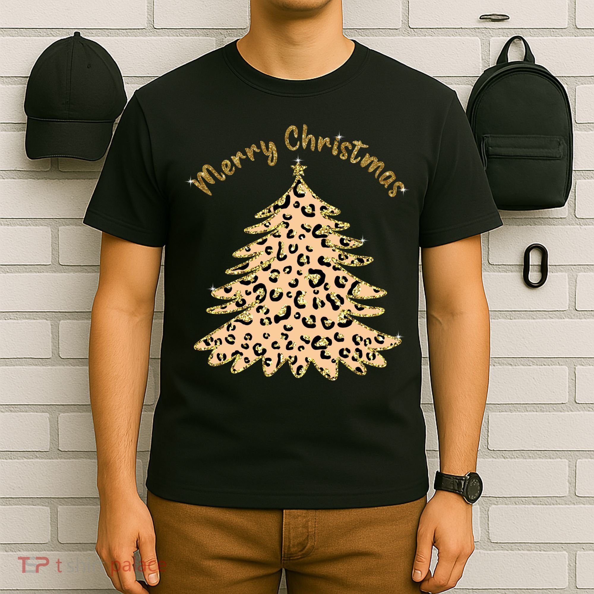 Merry Christmas Leopard Tree Holiday T-Shirt