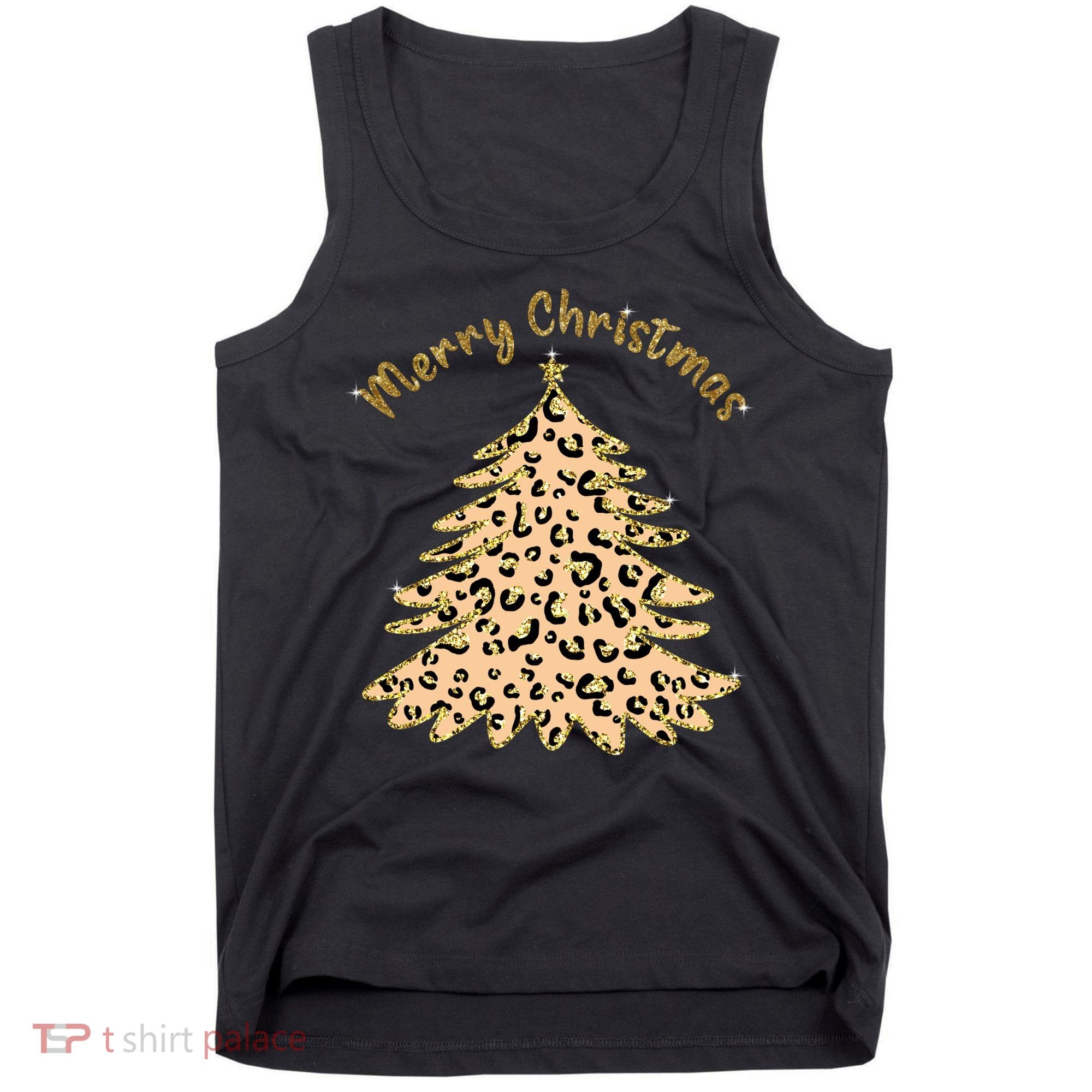 Merry Christmas Leopard Tree Holiday Tank Top