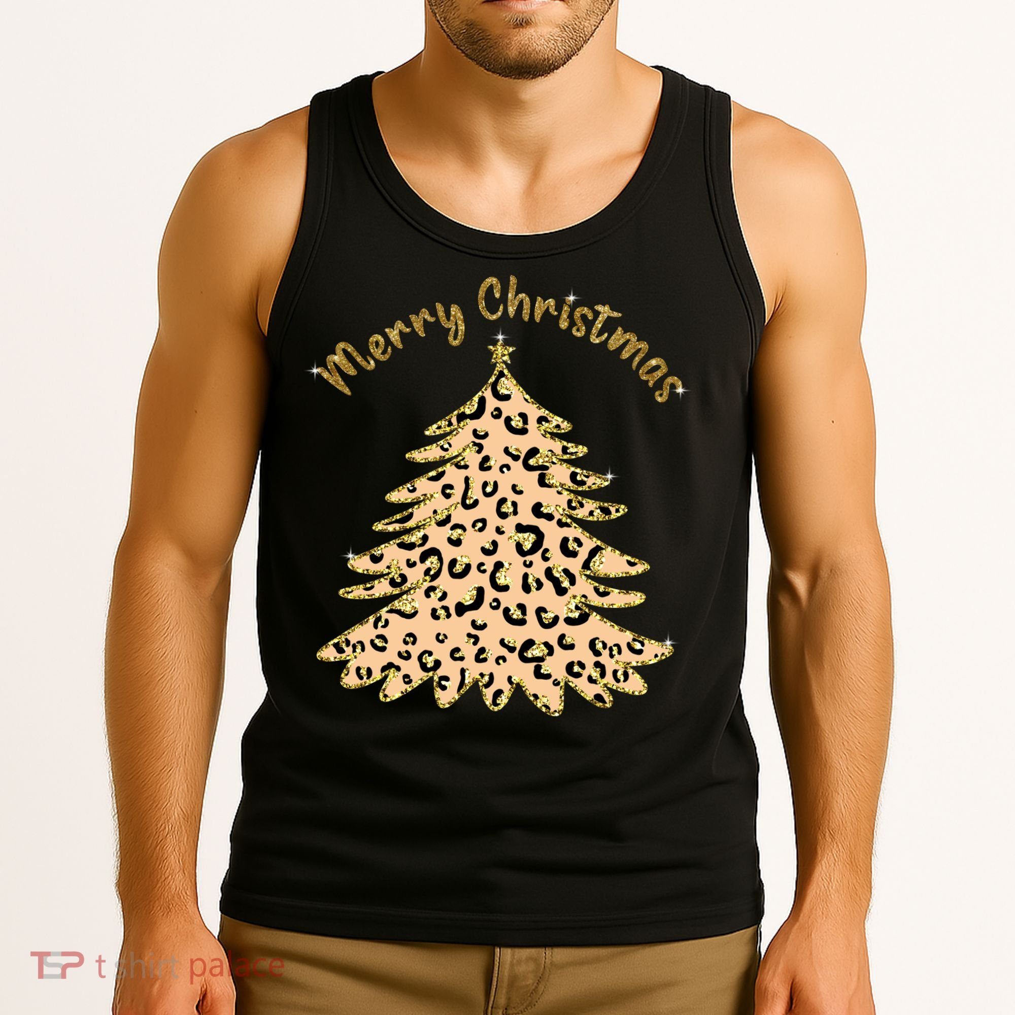 Merry Christmas Leopard Tree Holiday Tank Top