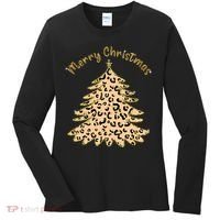 Merry Christmas Leopard Tree Holiday Women's Long Sleeve Shirt thumb 0