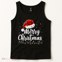 Merry Christmas Lights Red Santa Hat Xmas Family Tank Top thumb 2