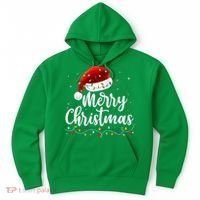 Merry Christmas Lights Red Santa Hat Xmas Family Hoodie thumb 0