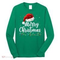 Merry Christmas Lights Red Santa Hat Xmas Family Long Sleeve Shirt thumb 0