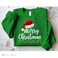 Merry Christmas Lights Red Santa Hat Xmas Family Sweatshirt thumb 2