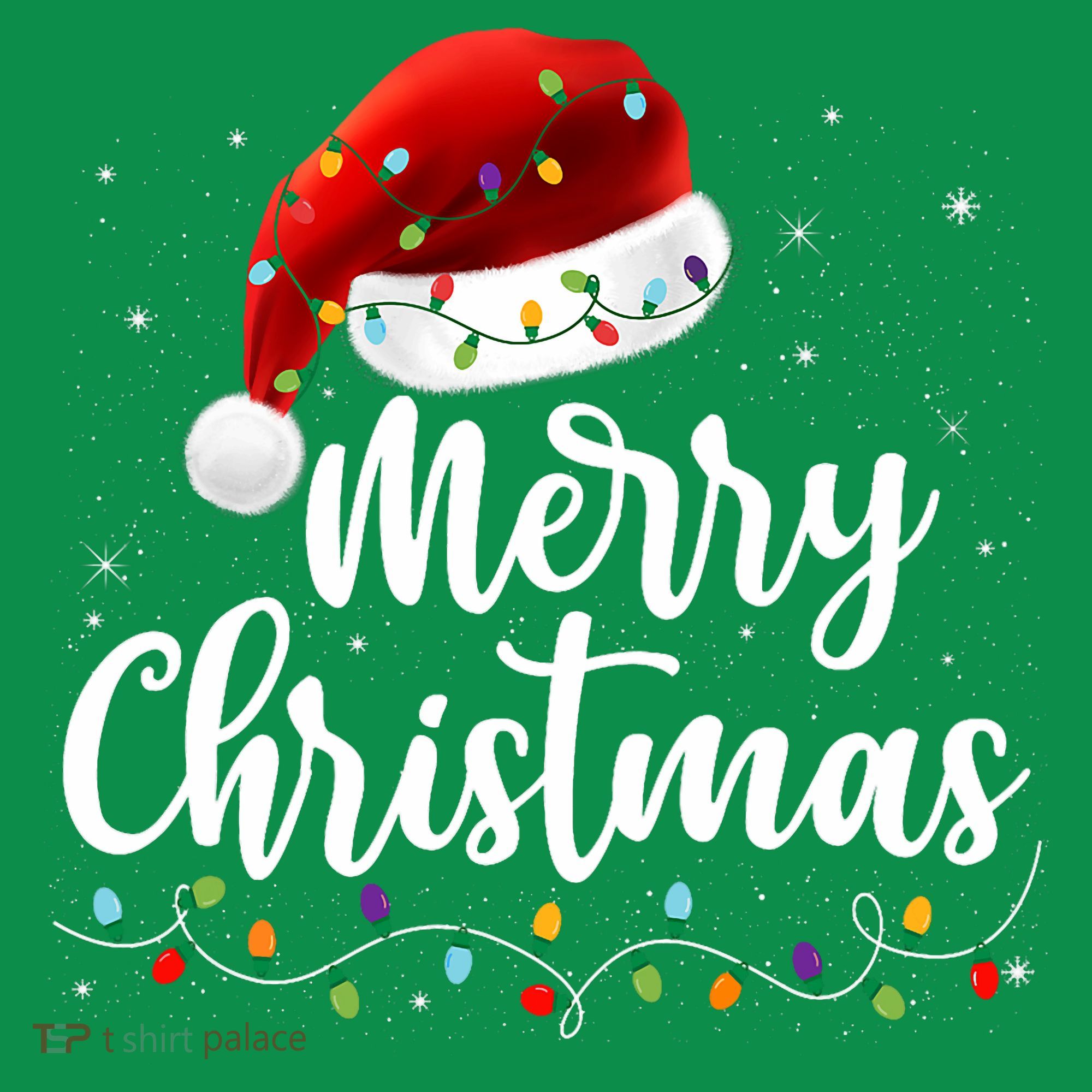 Merry Christmas Lights Red Santa Hat Xmas Family Mousepad
