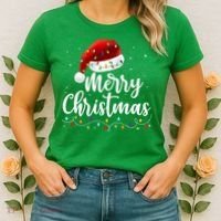 Merry Christmas Lights Red Santa Hat Xmas Family Women's T-Shirt thumb 2