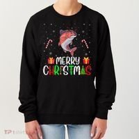 Merry Christmas Lights Salmon Reindeer Hat Xmas Pjs Women's Sweatshirt thumb 0