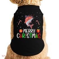 Merry Christmas Lights Salmon Reindeer Hat Xmas Pjs Doggie Tank thumb 0