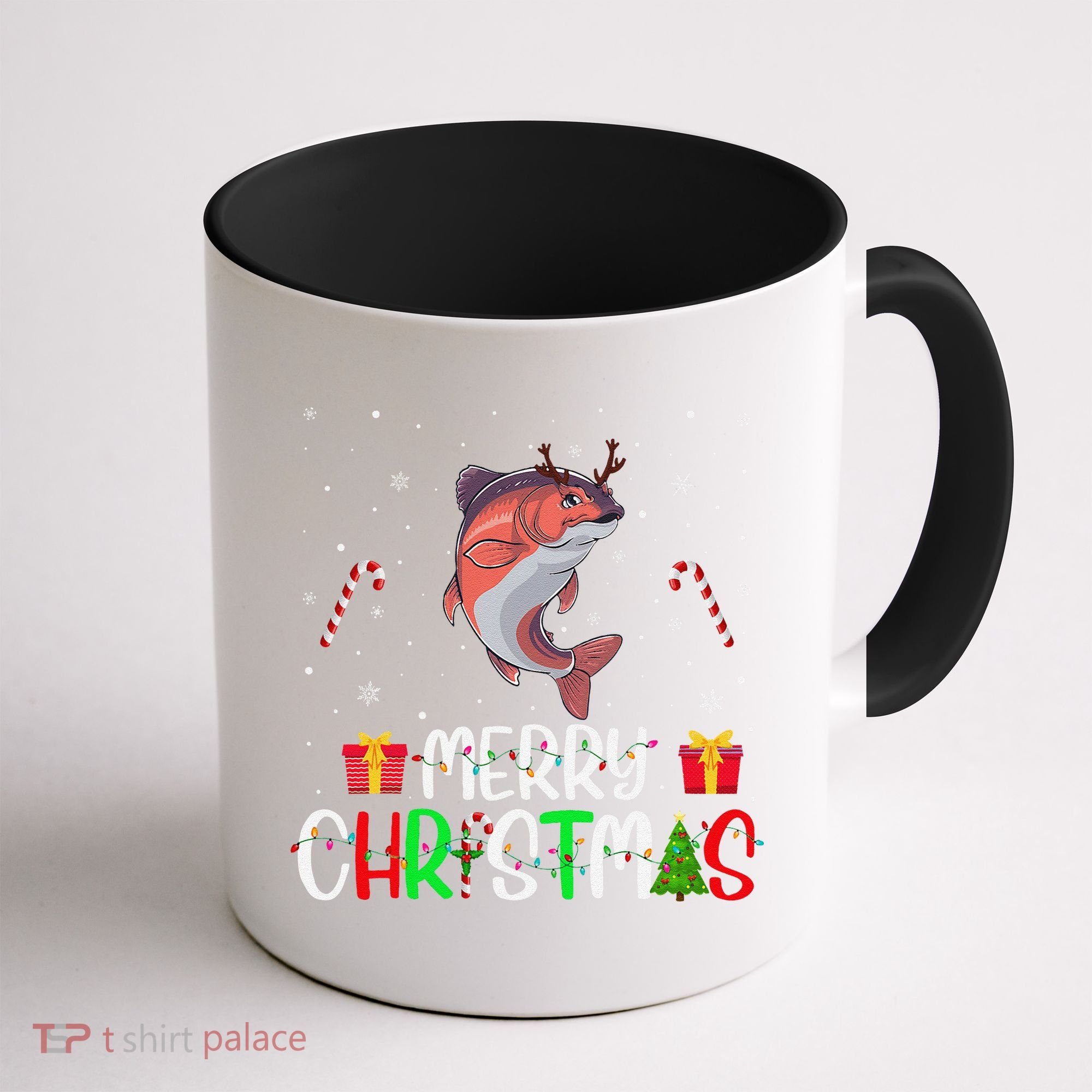 Merry Christmas Lights Salmon Reindeer Hat Xmas Pjs Coffee Mug