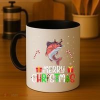 Merry Christmas Lights Salmon Reindeer Hat Xmas Pjs Coffee Mug thumb 4