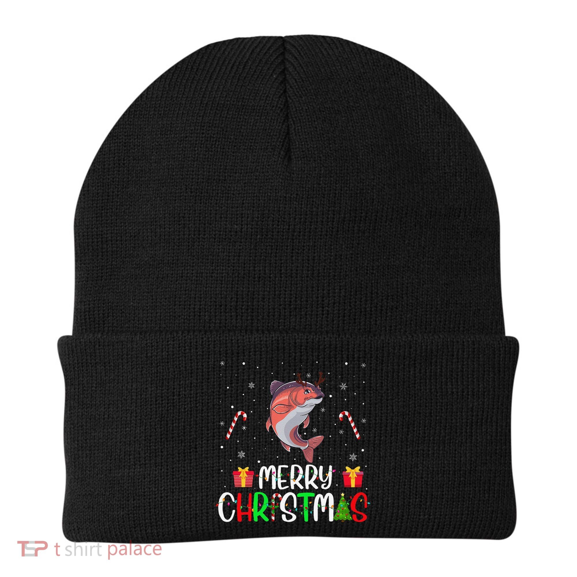 Merry Christmas Lights Salmon Reindeer Hat Xmas Pjs Beanie