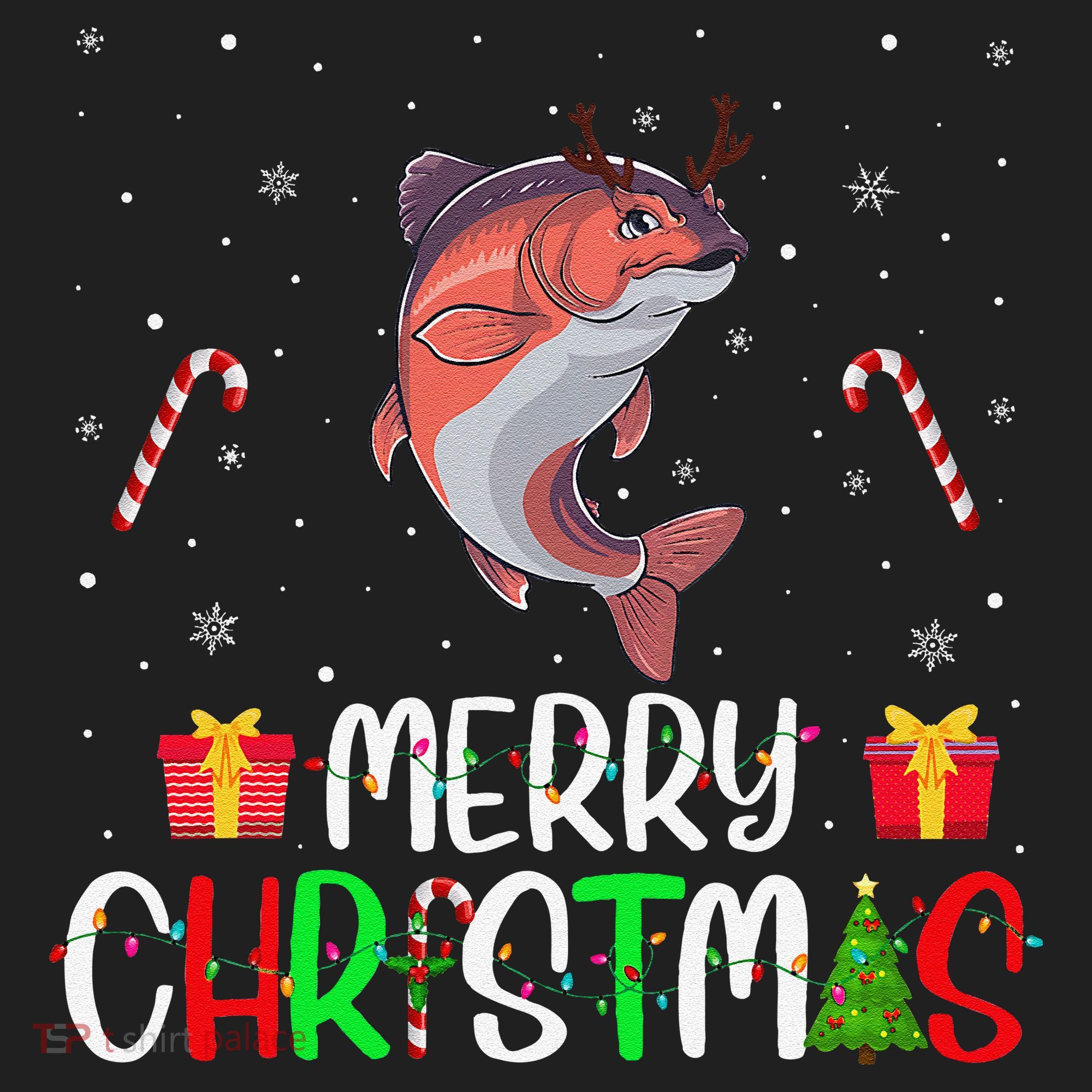 Merry Christmas Lights Salmon Reindeer Hat Xmas Pjs Beanie