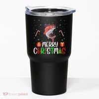 Merry Christmas Lights Salmon Reindeer Hat Xmas Pjs Tumbler thumb 0