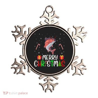Merry Christmas Lights Salmon Reindeer Hat Xmas Pjs Ornament