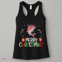 Merry Christmas Lights Salmon Reindeer Hat Xmas Pjs Women's Tank Top thumb 3
