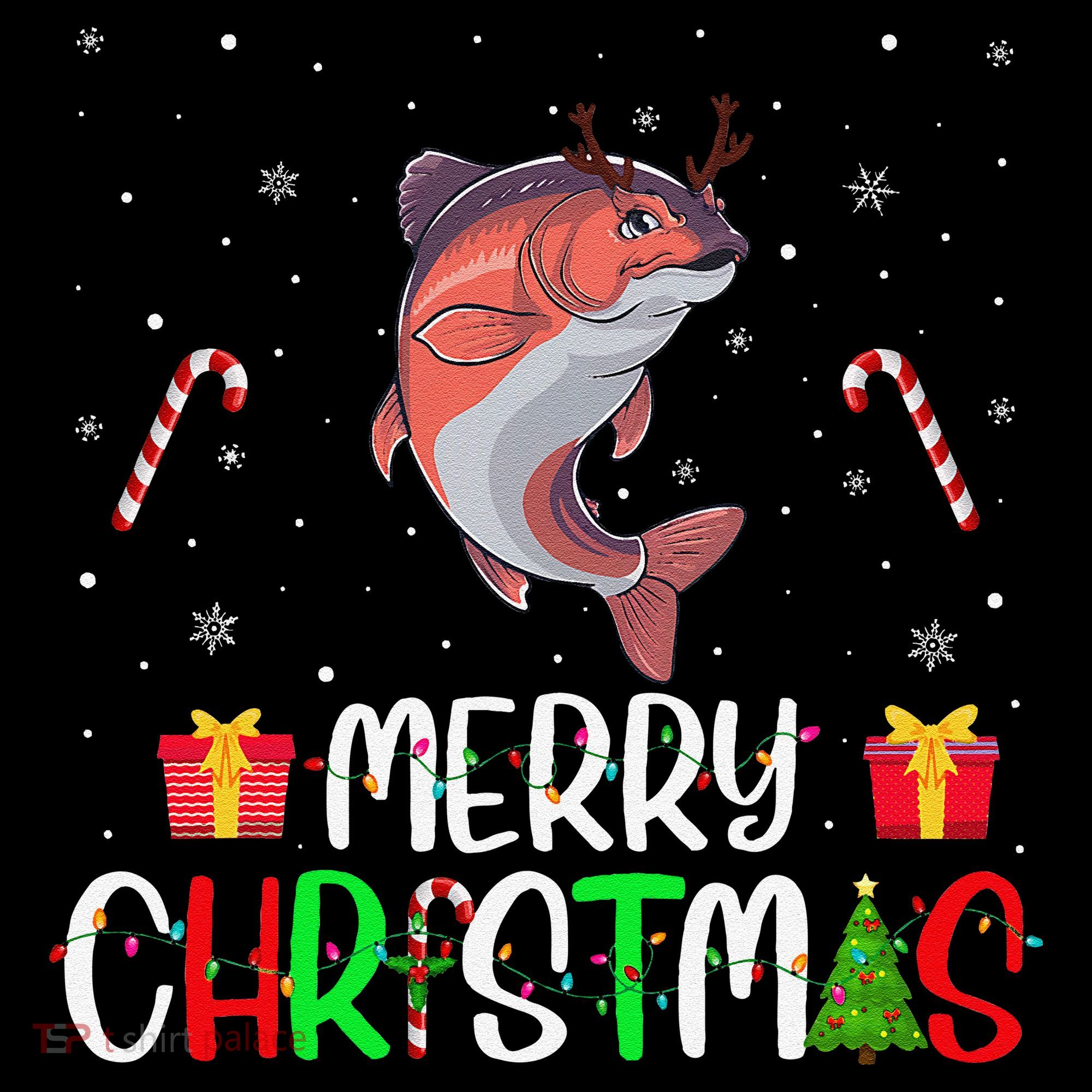 Merry Christmas Lights Salmon Reindeer Hat Xmas Pjs Women's Tank Top