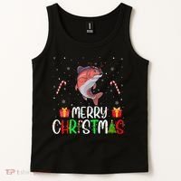 Merry Christmas Lights Salmon Reindeer Hat Xmas Pjs Tank Top thumb 2