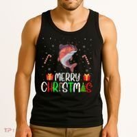 Merry Christmas Lights Salmon Reindeer Hat Xmas Pjs Tank Top thumb 3