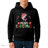 Merry Christmas Lights Salmon Reindeer Hat Xmas Pjs Kids Hoodie thumb 4