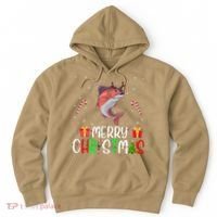 Merry Christmas Lights Salmon Reindeer Hat Xmas Pjs Hoodie thumb 0