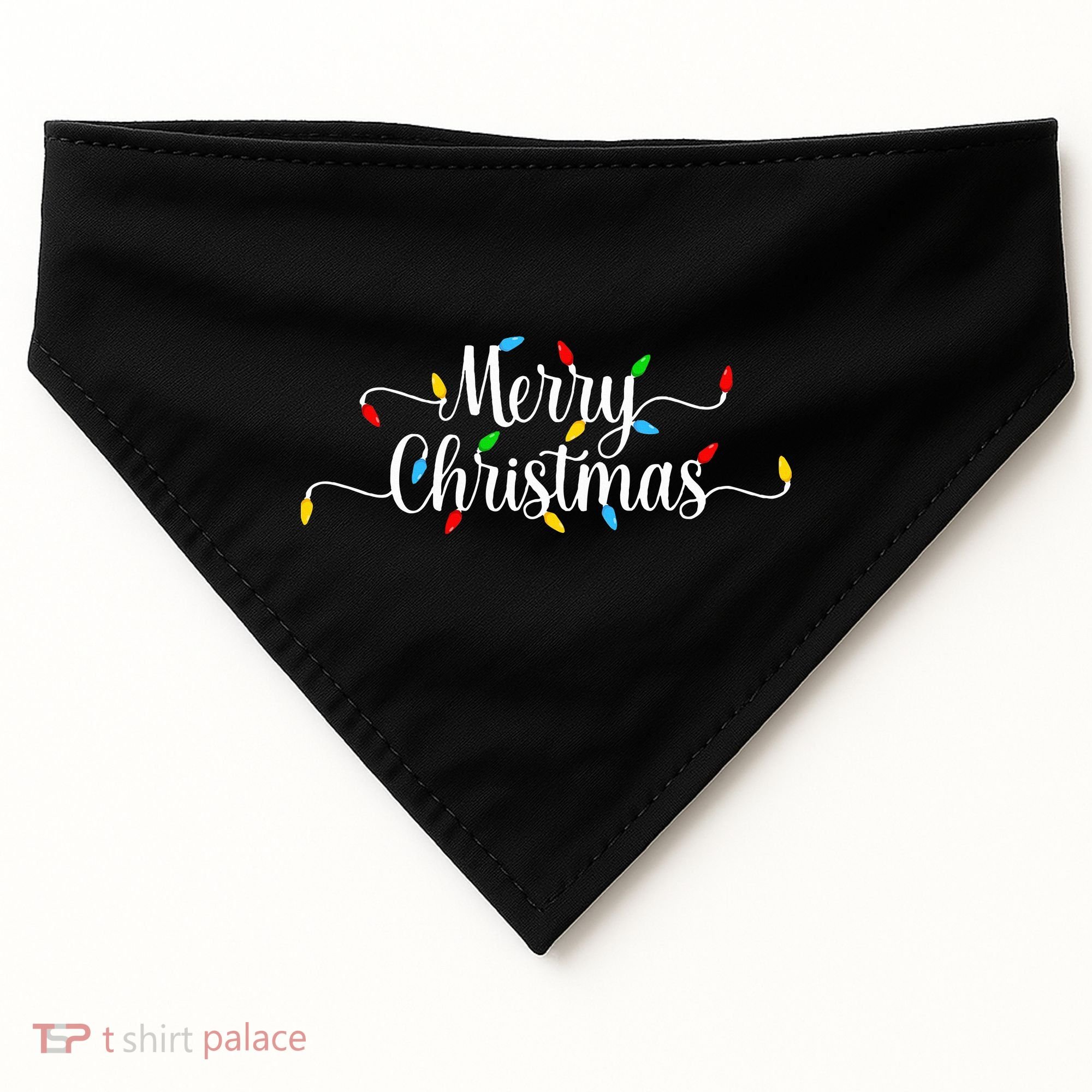 Merry Christmas Lights  USA-Made Doggie Bandana
