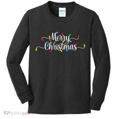 Merry Christmas Lights  Kids Long Sleeve Shirt