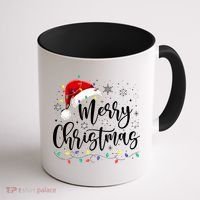 Merry Christmas Lights Red Santa Hat Xmas Family Matching Coffee Mug thumb 1