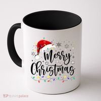 Merry Christmas Lights Red Santa Hat Xmas Family Matching Coffee Mug thumb 0