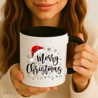 Merry Christmas Lights Red Santa Hat Xmas Family Matching Coffee Mug thumb 3