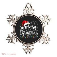 Merry Christmas Lights Red Santa Hat Xmas Family Matching Ornament thumb 0