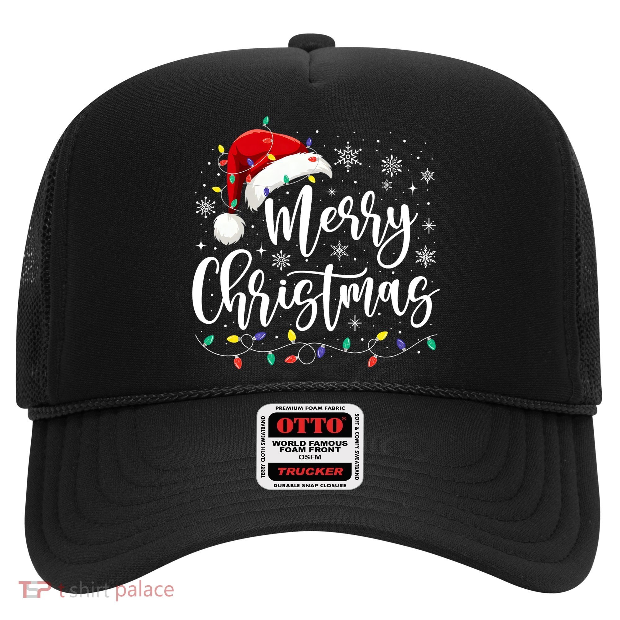 Merry Christmas Lights Red Santa Hat Xmas Family Matching Hat