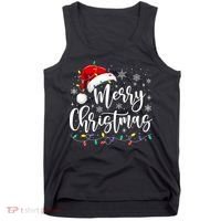 Merry Christmas Lights Red Santa Hat Xmas Family Matching Tank Top thumb 0