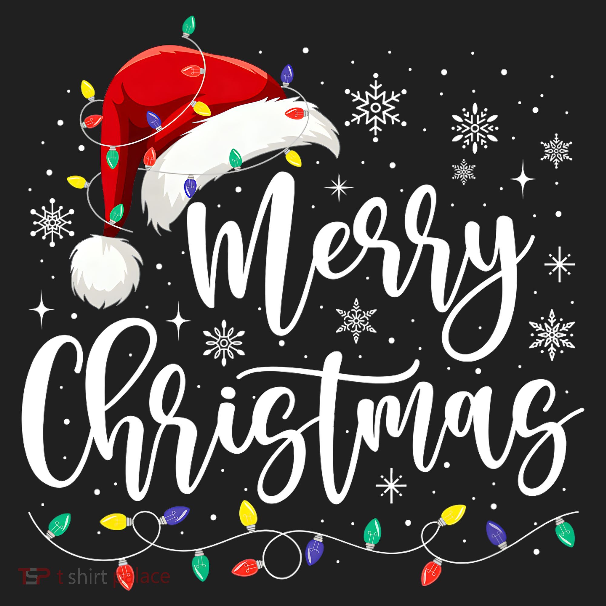 Merry Christmas Lights Red Santa Hat Xmas Family Matching Golf Towel