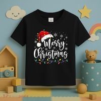 Merry Christmas Lights Red Santa Hat Xmas Family Matching Toddler T-Shirt thumb 3