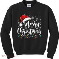 Merry Christmas Lights Red Santa Hat Xmas Family Matching Kids Sweatshirt thumb 0