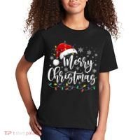 Merry Christmas Lights Red Santa Hat Xmas Family Matching Kids T-Shirt thumb 2
