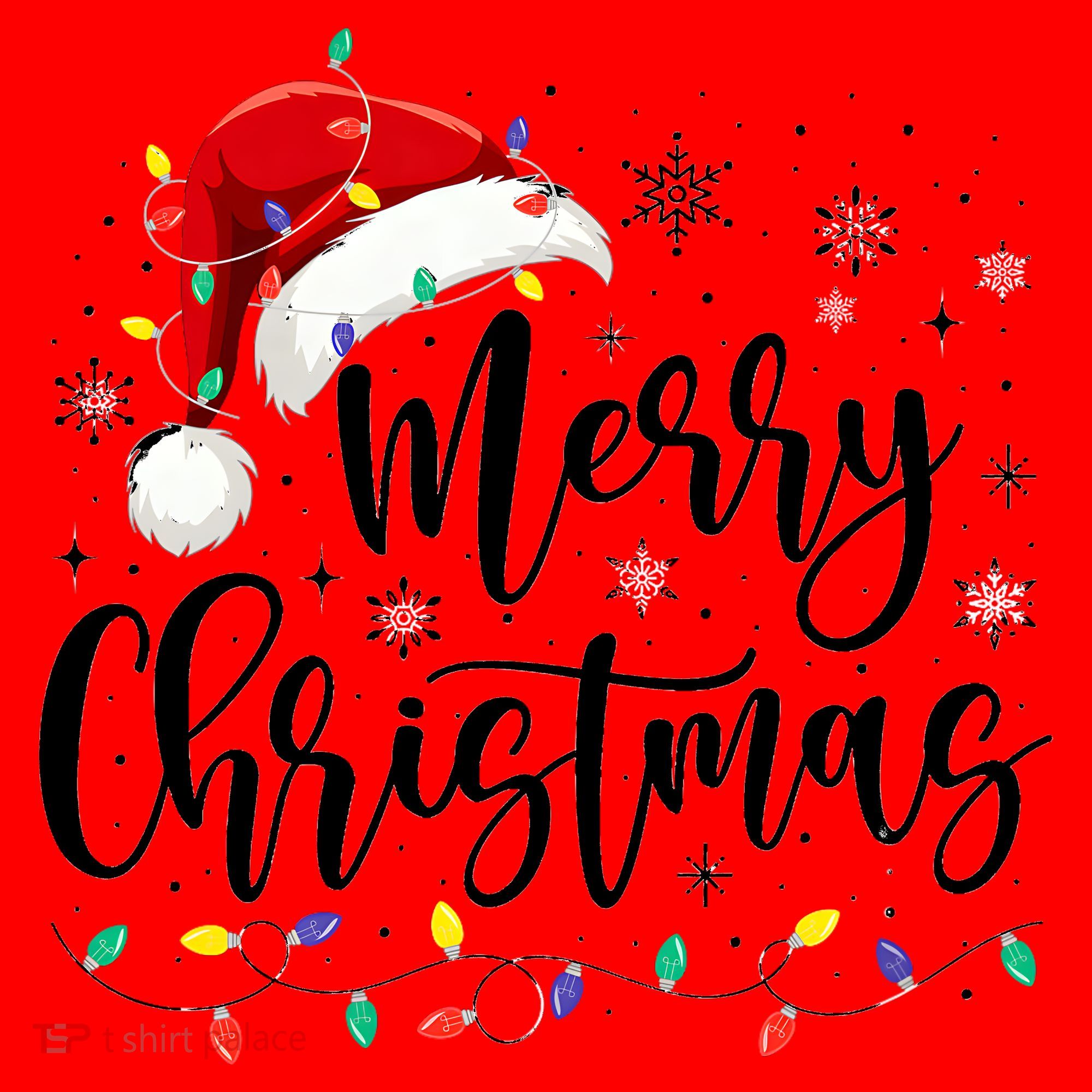 Merry Christmas Lights Red Santa Hat Xmas Family Matching Santa Hat