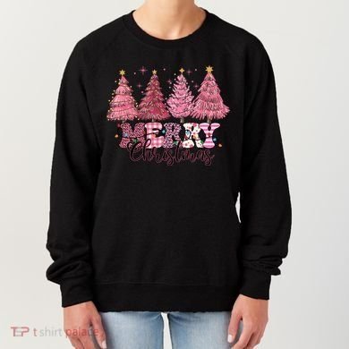 Merry Christmas Lights Pink Tree Gift Xmas Holidays Women's Sweatshirt