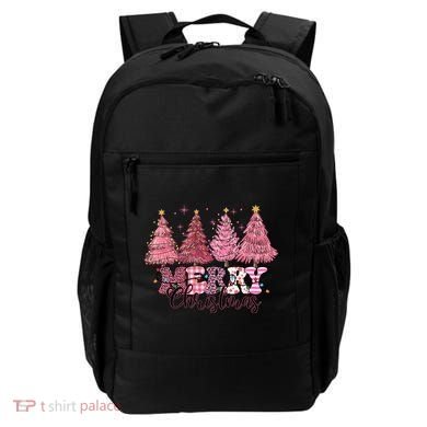 Merry Christmas Lights Pink Tree Gift Xmas Holidays Backpack