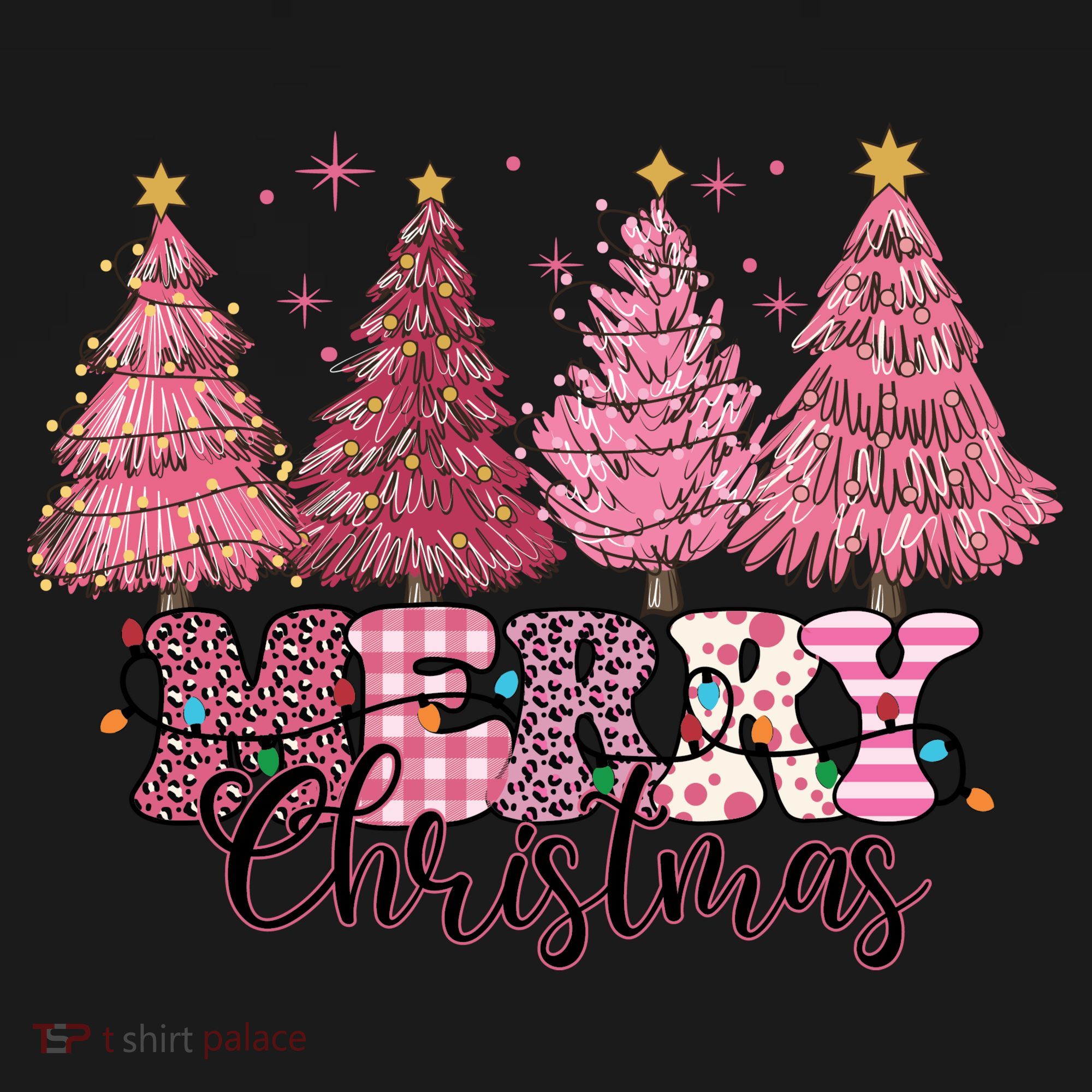 Merry Christmas Lights Pink Tree Gift Xmas Holidays Backpack