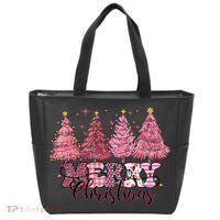 Merry Christmas Lights Pink Tree Gift Xmas Holidays Tote Bag thumb 0