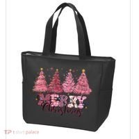 Merry Christmas Lights Pink Tree Gift Xmas Holidays Tote Bag thumb 3