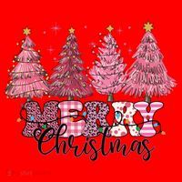 Merry Christmas Lights Pink Tree Gift Xmas Holidays Santa Hat thumb 1