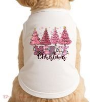 Merry Christmas Lights Pink Tree Gift Xmas Holidays Doggie Tank thumb 0